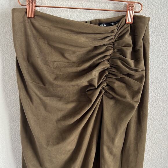 Zara Suede-Like Midi Skirt High Slit Medium - Picture 3 of 8